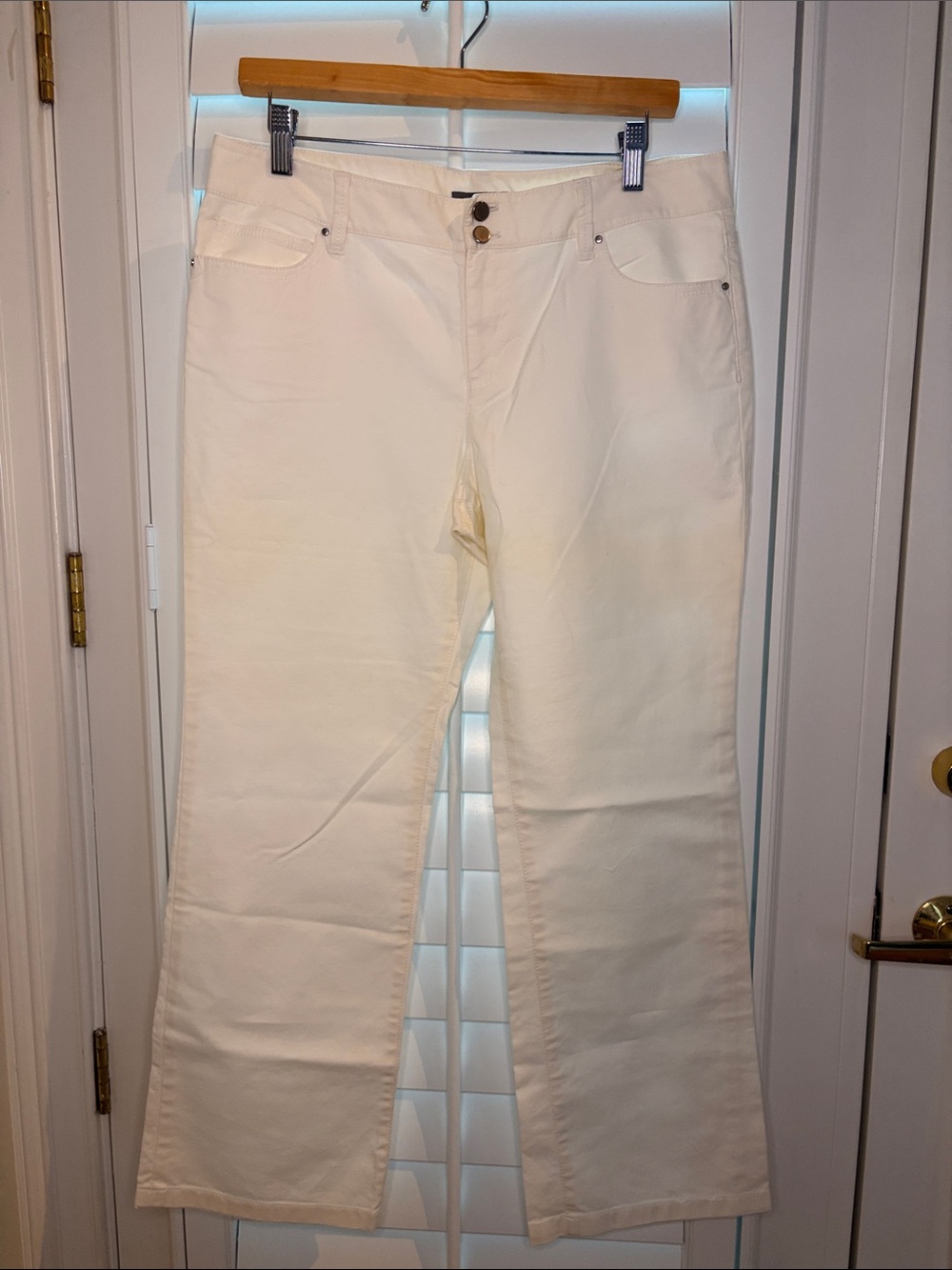 Ann Taylor Cream Straight-Leg Jeans 10P - Picture 2 of 7
